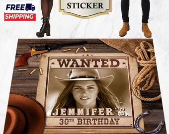 Western Cowboy Birthday Floor Sticker