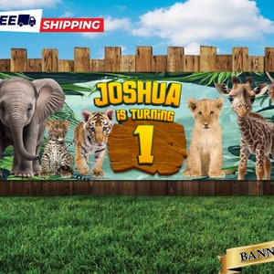 Baby Safari Jungle 1st Birthday Banner