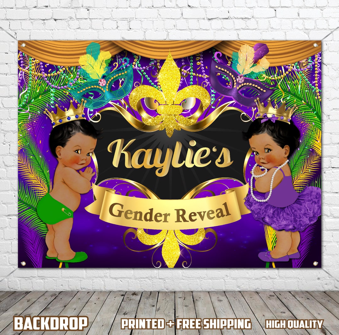 mardi gras gender reveal ideas