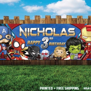 Super Heroes Birthday Banner