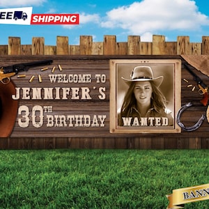 Western Cowboy Birthday Banner
