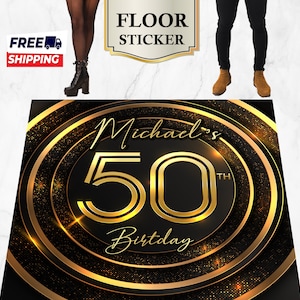 Black Gold Birthday Floor Sticker