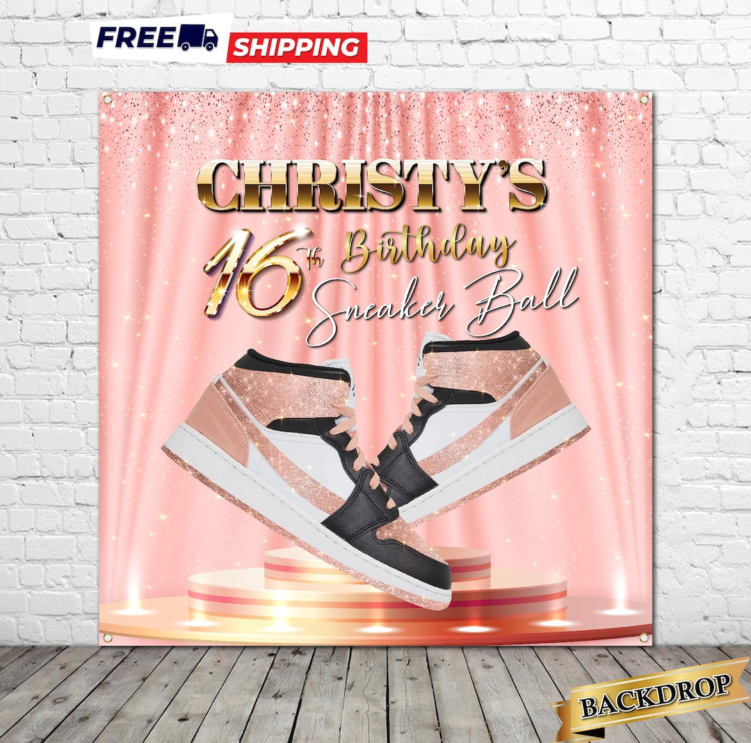 Sneaker Ball Rose Gold Birthday Backdrop Etsy