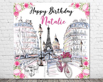 Paris Cafe Birthday Backdrop