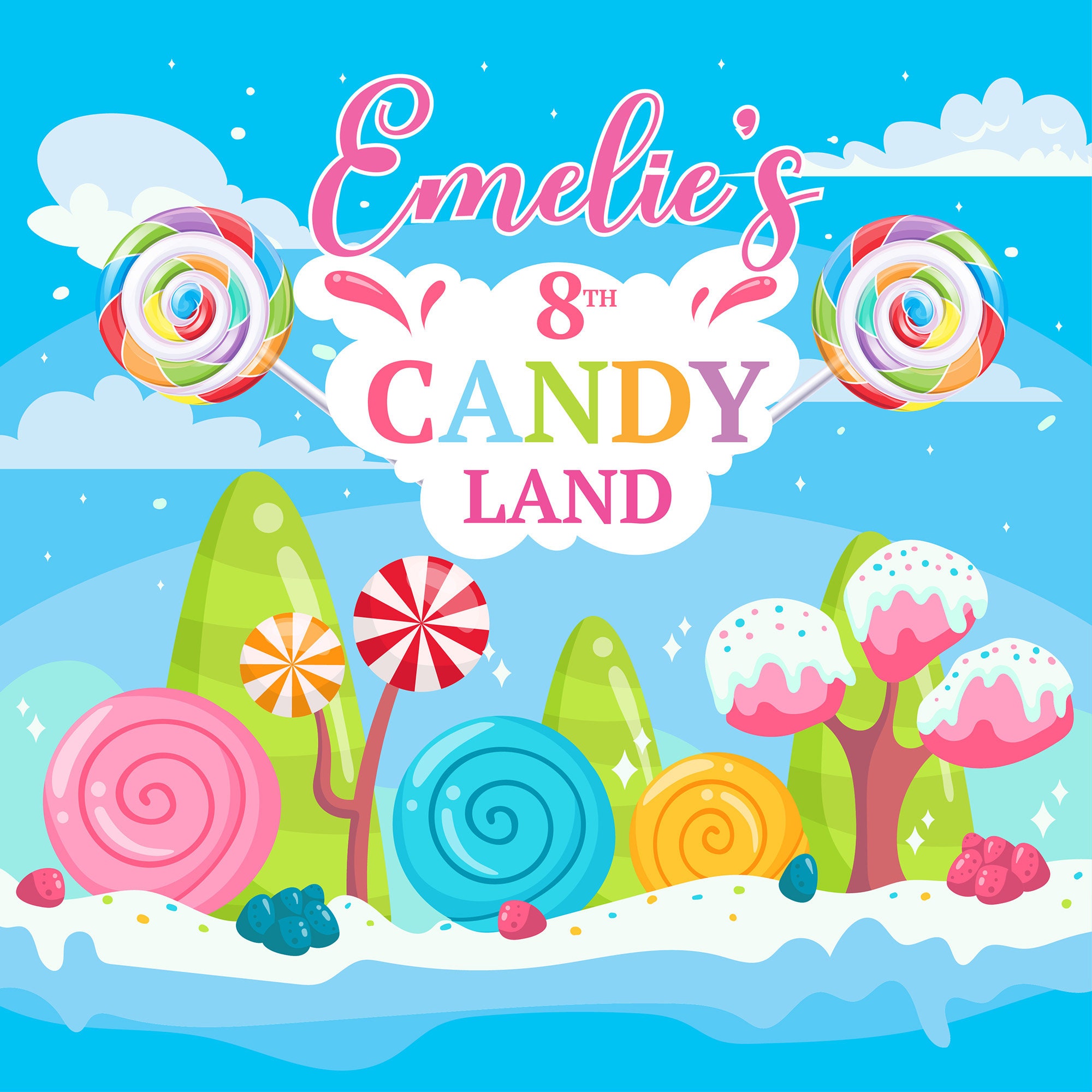 Candy Land Birthday Backdrop