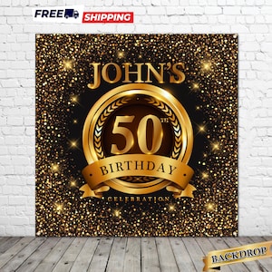 Black Gold 50th Birthday Backdrop