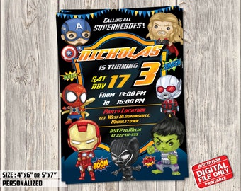 Super Heroes Invitation, Digital File