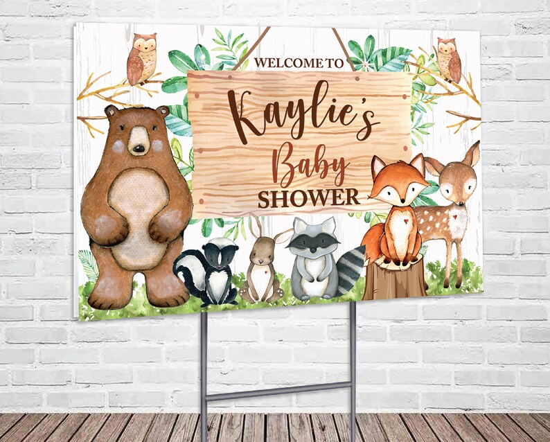 Woodland Baby Shower Yard Sign Etsy