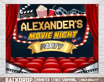 Movie Night Hollywood Birthday Backdrop