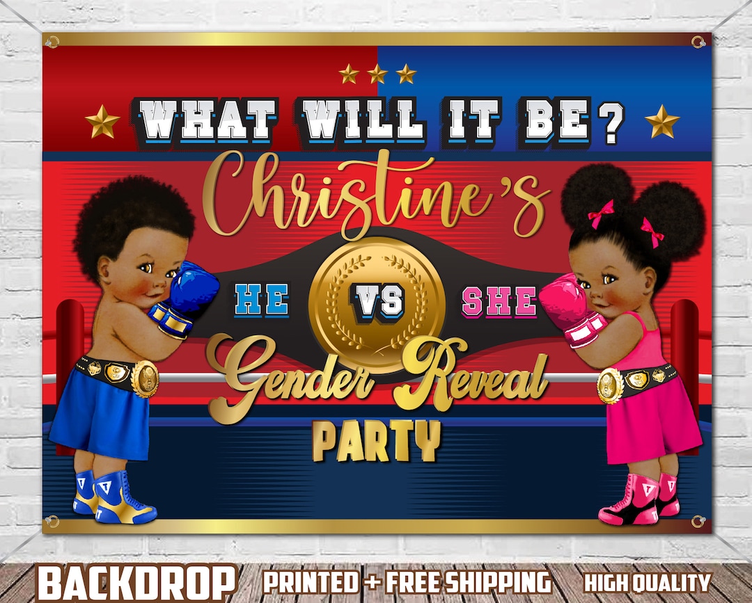Boxing Gender Reveal Backdrop Etsy