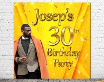 Yellow Gold Photo Birthday Backdrop