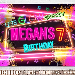 Glow Neon Birthday Backdrop