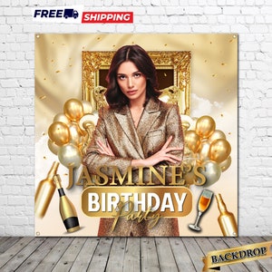 Photo Gold Frame Birthday Backdrop