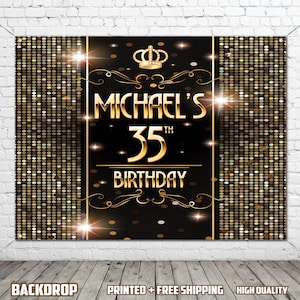Black Gold Man Birthday Backdrop
