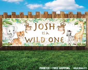 Wild One Jungle Birthday Banner