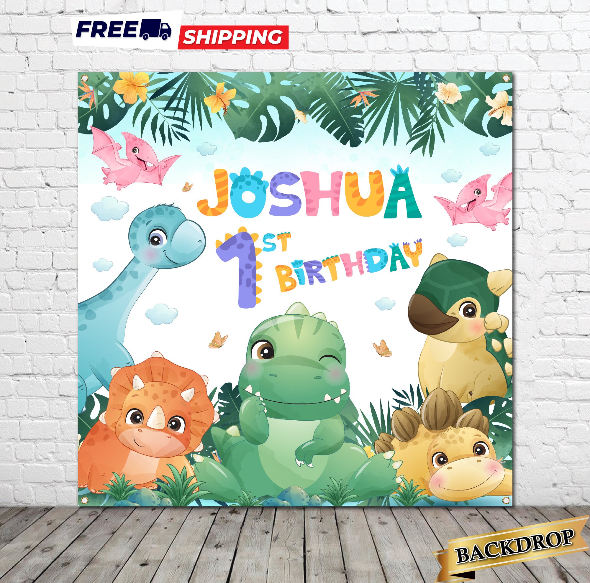 Dinosaur Baby 1st Birthday Backdrop - Etsy