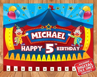 Circus Birthday Backdrop, Digital File Only