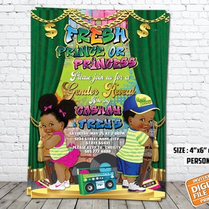 Fresh Prince or Princess Gender Reveal Invitation, Hip Hop Gender Reveal Invitation, Digital Invitation