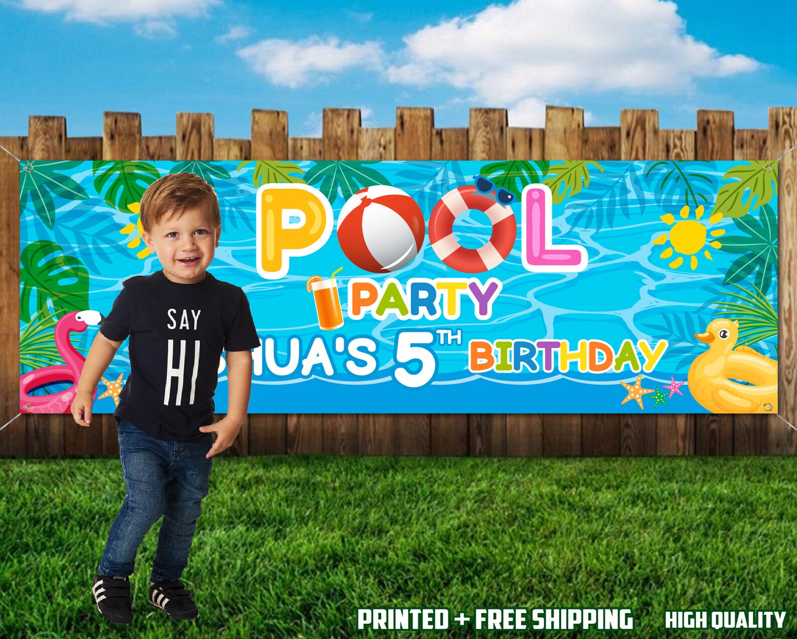 Pool Party Birthday Banner Beach Birthday Banner Printed and Etsy