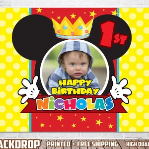 Mickey Inspired Baby Birthday Backdrop