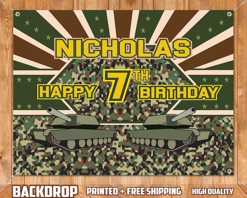 Army Camo Backdrop Printed and Shipped Military Birthday Backdrop High Quality