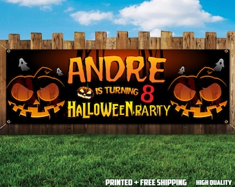 Halloween Party Birthday Banner