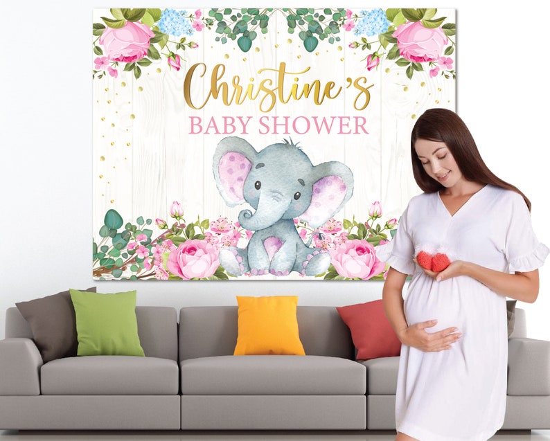Elephant Pink Baby Shower Printed and Shipped
