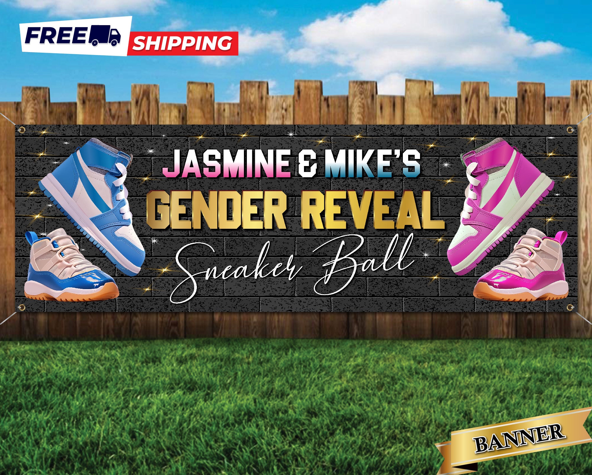 Sneaker Ball Gender Reveal Banner