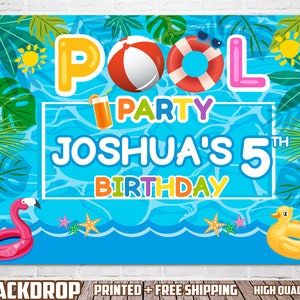 Pool Party Birthday Backdrop