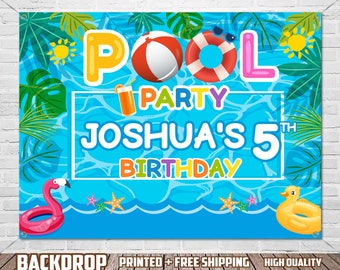 Pool Party Birthday Backdrop