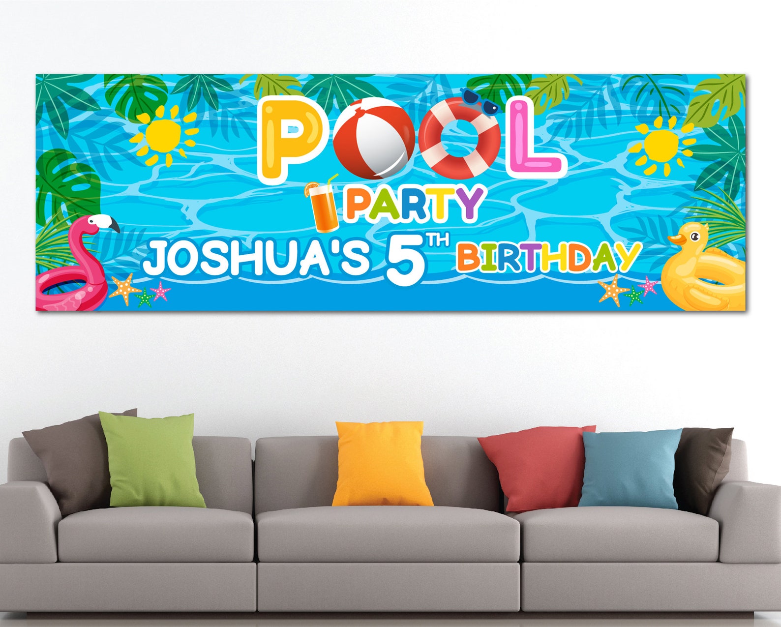 Pool Party Birthday Banner Beach Birthday Banner Printed and Etsy
