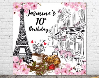 Paris Cafe Birthday Backdrop