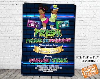 Fresh Prince or Princess Gender Reveal Invitation, Hip Hop Gender Reveal Invitation, Graffiti Gender Reveal, Baby Shower Invitation
