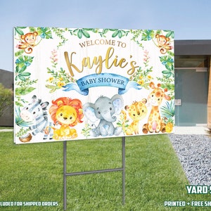 Safari Jungle Baby Shower Yard Sign, Printed and Shipped