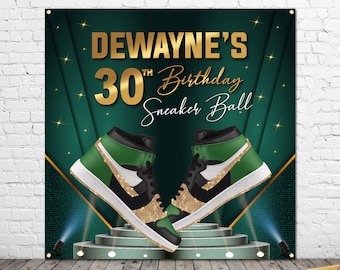 Sneaker Ball Green Birthday Backdrop