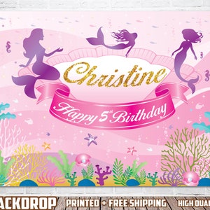 Mermaid Pink Backdrop, Banner, High Quality