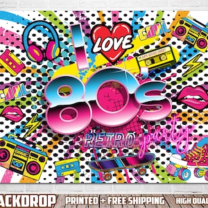 Love 80s 90s Party Birthday Backdrop