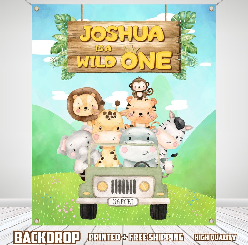 Wild One Birthday Safari Round Backdrops for Kids