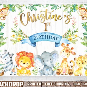 Baby Safari Jungle Birthday Backdrop