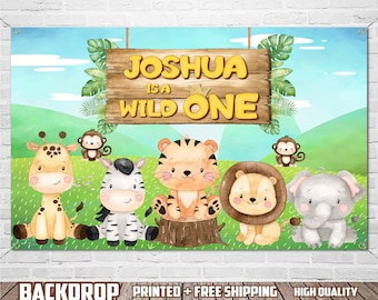 Wild One Safari Birthday Backdrop