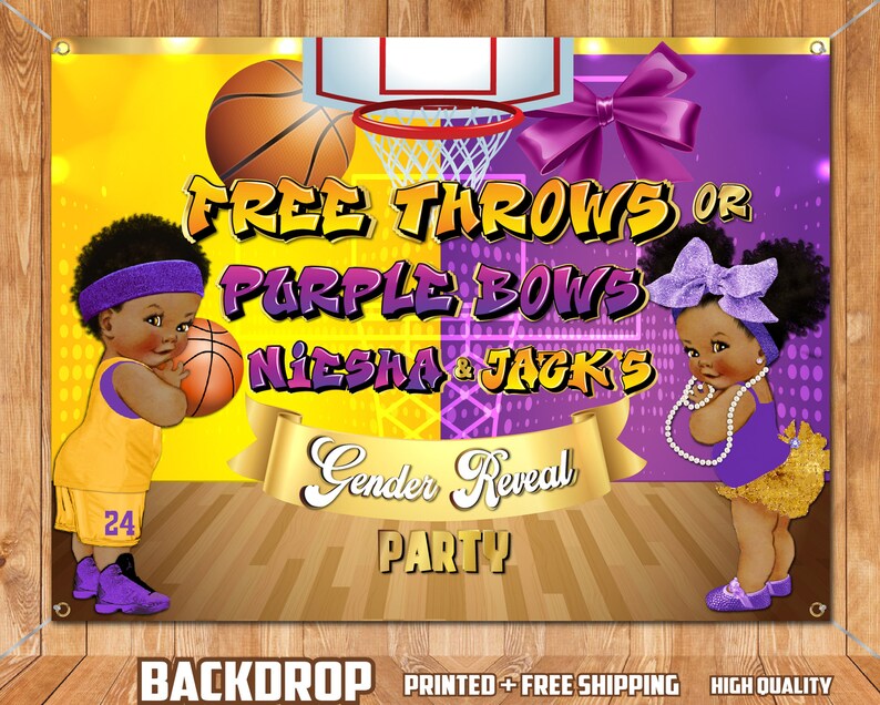Baby Basketball Gender Reveal Backdrop Basketball Baby Shower Etsy