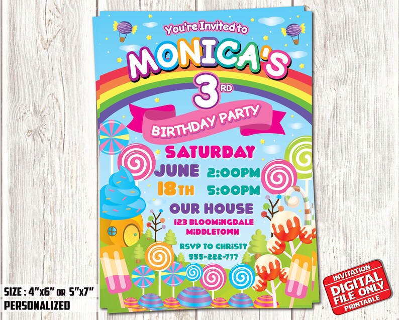 Candyland Invitation Digital File Etsy