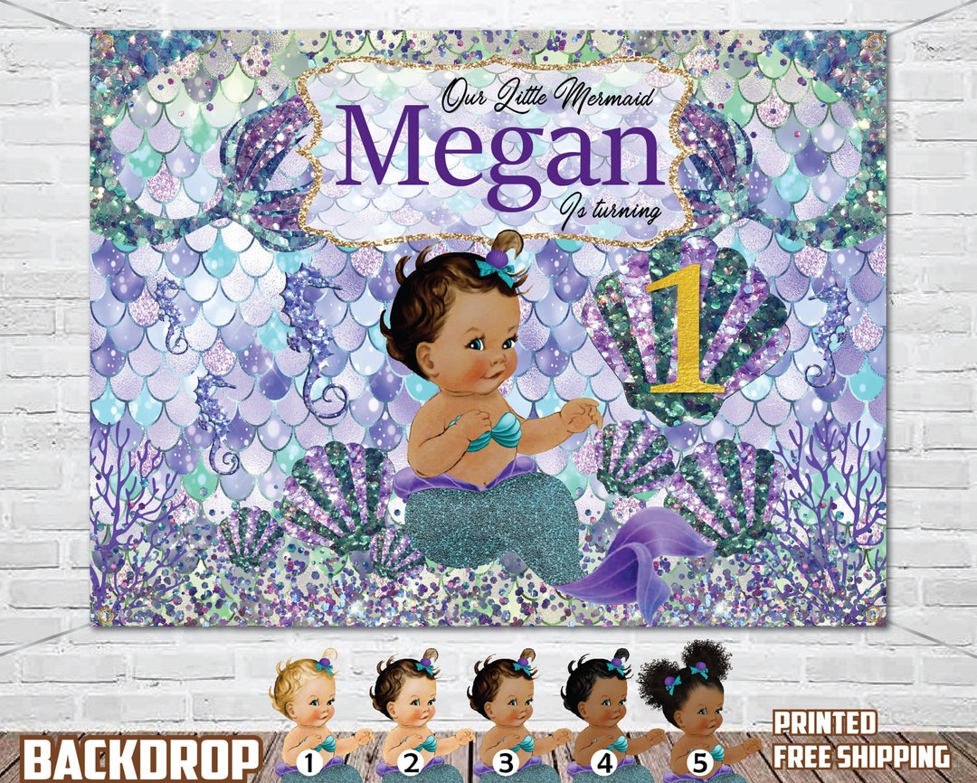 Mermaid Baby Birthday Backdrop Etsy