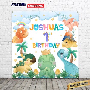 Baby Dinosaur 1st Birthday Backdrop