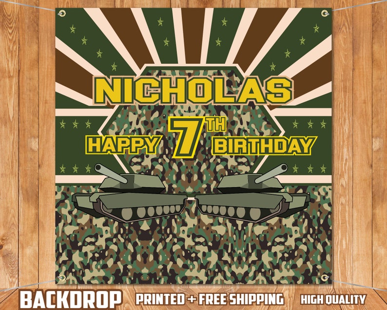 Army Camo Backdrop Printed and Shipped Military Birthday Backdrop High Quality