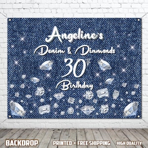 Diamonds and Denim Birthday Backdrop