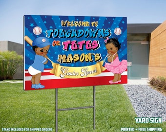 Baseball Gender Reveal Yard Sign, Touchdowns and Tutus Gender Reveal Sign, Printed and Shipped