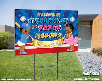 Baseball Gender Reveal Yard Sign, Touchdowns and Tutus Gender Reveal Sign, Printed and Shipped