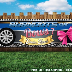 Burnouts or Bows Gender reveal Banner
