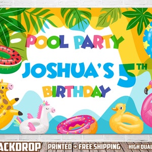 Pool Party Summer Birthday Backdrop